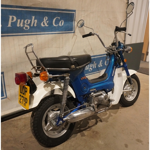 841 - Honda Chaley CF70 motorcycle. 1976. 72cc. Runs and rides well. Lots of new parts. Matching numbers. ... 