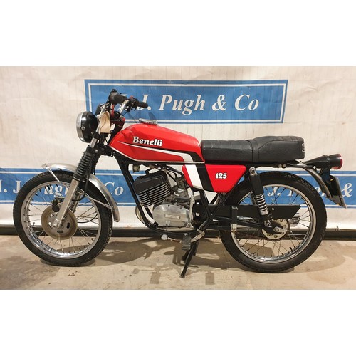 823 - Benelli 125 motorcycle, 1980. Previously restored and stored ever since. Good compression. Reg EBB 5... 