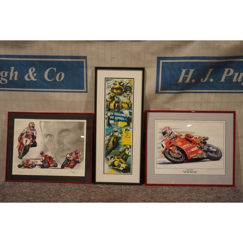 461 - 2 Framed limited edition Carl Fogarty prints by Stuart McIntyre and Sport Art and one other