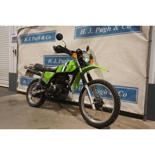 858 - Kawasaki KL250 enduro motorcycle. 1984. 249cc. Good compression. Reg. A590 TBW. V5 and key