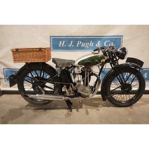 857 - BSA 250cc motorcycle. 1935. Good compression runs. Reg. KSL 947. V5