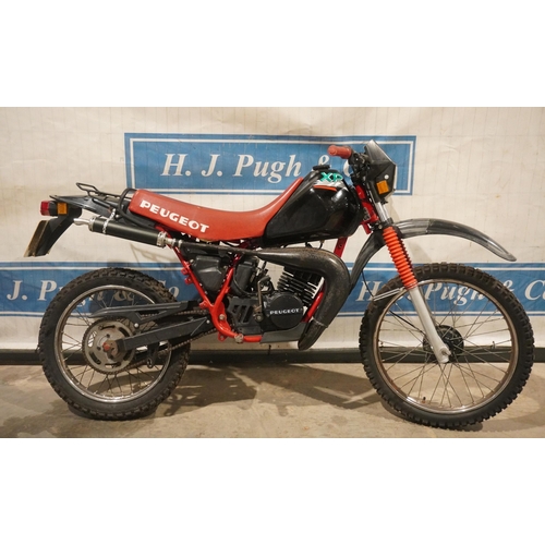 874 - Peugeot XP50 trials bike. 1991. 49cc. SORN from 17.1.2022. Reg. J204 JNH. V5 and key