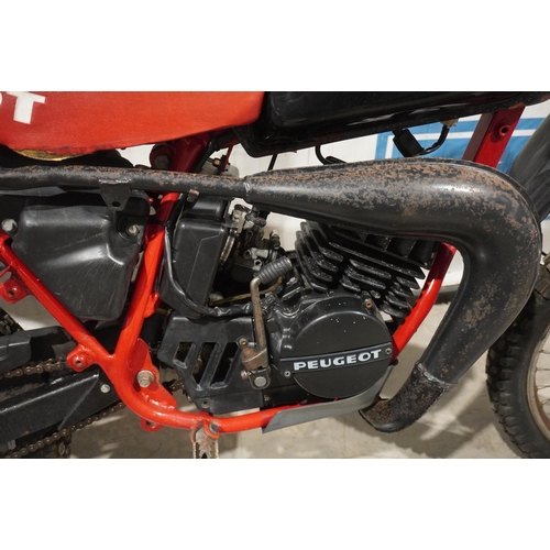 874 - Peugeot XP50 trials bike. 1991. 49cc. SORN from 17.1.2022. Reg. J204 JNH. V5 and key