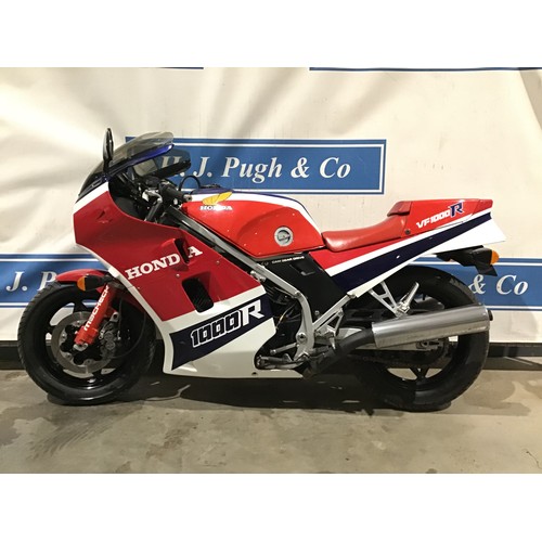 879 - Honda VF1000R motorcycle. 1984. Hasn't been running for 12 months. Dent in tank. Reg. B360 FTU. V5 a... 