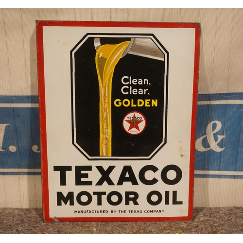 15 - Double sided post mounted enamel sign - Texaco Motor Oil 23x17.5