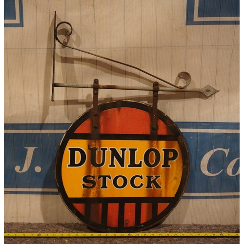 19 - Double sided enamel sign with bracket- Dunlop Stock 18