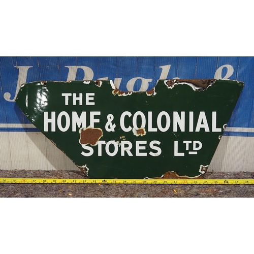 Enamel grocer's bicycle sign - The Home and Colonial Stores 10x23