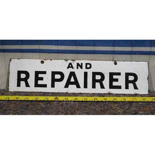 Double sided enamel sign - Repairer 3.5x15