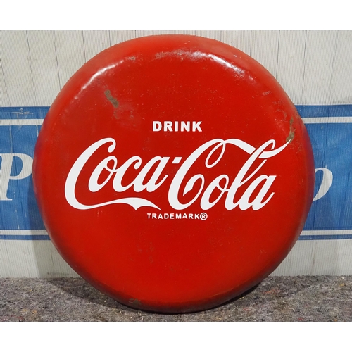 Tin sign CocaCola bottle cap 20" diameter