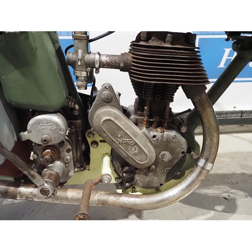 785 - Norton Big 4 World War Two motorcycle. 1940.  633cc. Kicks over, needs finishing, comes with box of ... 