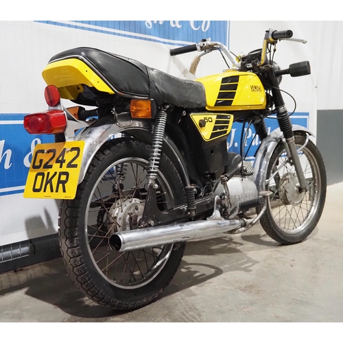 786 - Yamaha FS1E motorcycle. 1989. 49cc. Frame No. 3F6112374. Engine No. 3F6116548. Reg. G242 OKR. V5 and... 