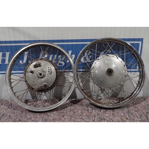 588 - 2 Norton wheels and one alloy rim