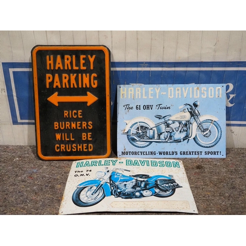 609 - 3 Harley Davidson steel signs