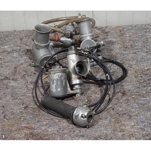617 - Pair of GP2 racing carburettors with cables and throttle