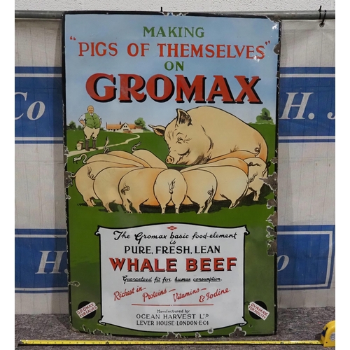 890 - Enamel sign- Gromax 45x30