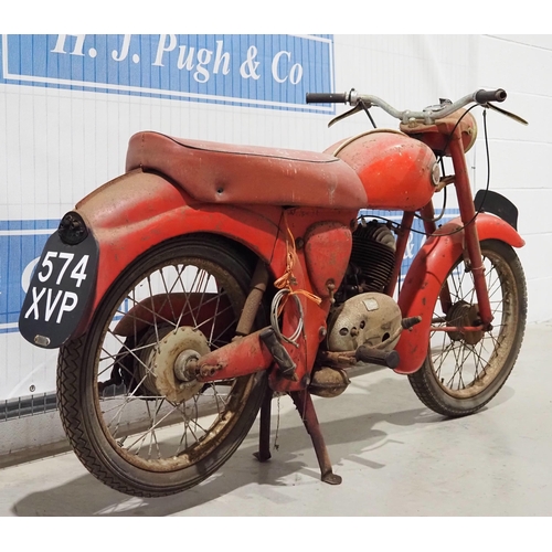 908 - Francis Barnett Plover  motorcycle. 1960. 149cc. Frame No. B10506R. Engine No. 15T-3824. Reg. 574 XV... 