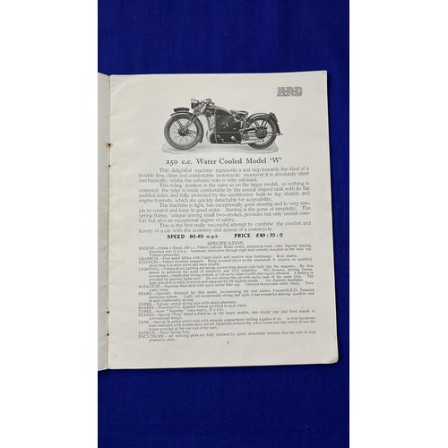 469B - HRD 1934 motorcycles sales brochure catalogue. 12 pages