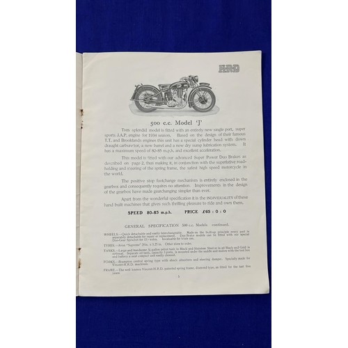 469B - HRD 1934 motorcycles sales brochure catalogue. 12 pages