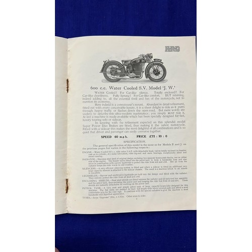 469B - HRD 1934 motorcycles sales brochure catalogue. 12 pages