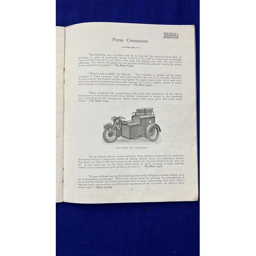 469B - HRD 1934 motorcycles sales brochure catalogue. 12 pages