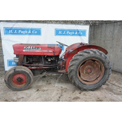 146 - Massey Ferguson 135 narrow tractor. Worked on local farm. Reg. JCJ 449E. V5