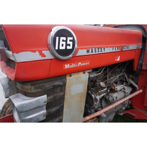 148 - Massey Ferguson 165 tractor. 1970. Duncan cab, Multi-power good, 212 engine. Reg. ODD 748F. V5 c/w o... 