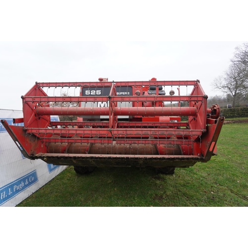 165 - Massey Ferguson 525 Super 11 combine, 10ft cut, Ex Colin Cloude. reg. TOR 865T. V5 c/w operators man... 