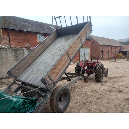 60 - Ferguson trailer with sides, bale thripples and sheet. Restored