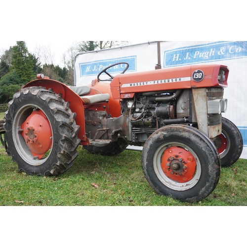 90 - Massey Ferguson 130 tractor. New tyres. SN. 372188. Reg. CBX 460C. V5 c/w operators manual