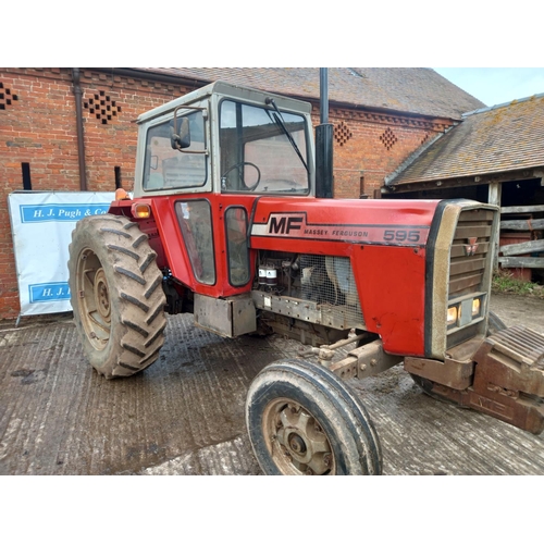 127 - Massey Ferguson 595 tractor.  Front weights, Multi-power good. Reg VVD 49S. V5