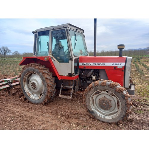 144 - Massey Ferguson 698T 4WD tractor, 5846hrs recorded, 12 speed 3 stick. sn. L109025. Reg. B849 KWV. V5... 