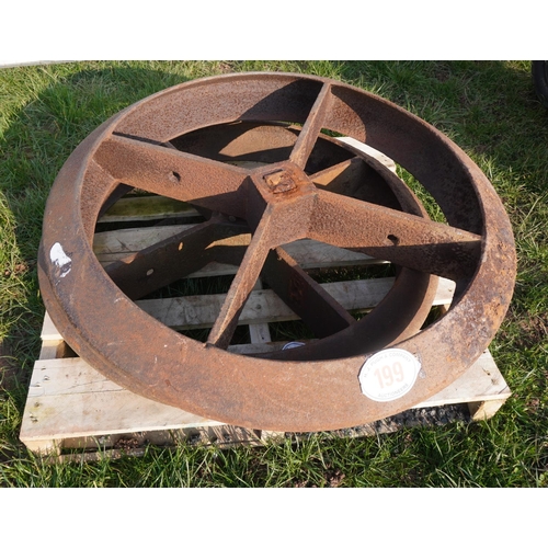 199 - 2 Heavy duty cast iron wheels 40