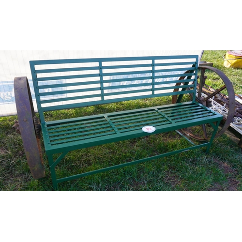 89 - 5ft Garden bench with old cast iron wheels