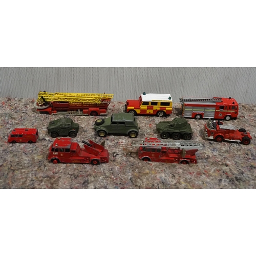 45 - Quantity of assorted play worn Corgi, Dinky and Matchbox model vehicles to include military vehicles... 