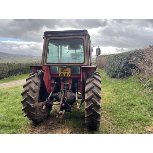 71 - Massey Ferguson 550 tractor, two doors, original, 4591hrs, one owner. Reg. BCJ 968V.