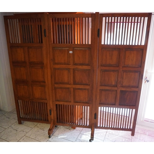 146 - Bifold wooden screen on casters