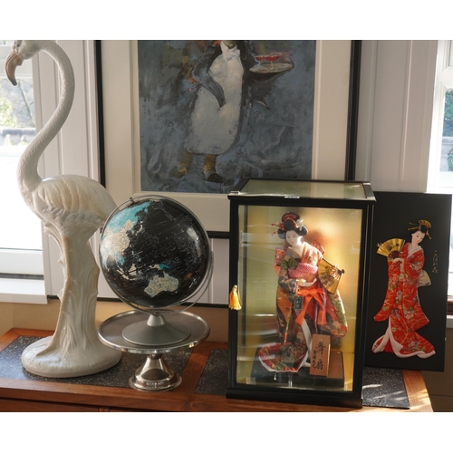 165 - 4- Ornaments to include Japanese lady, painting not included