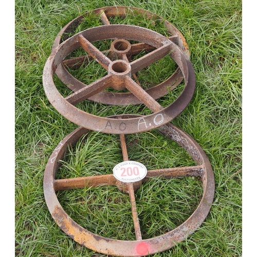 200 - 3 Cast iron wheels