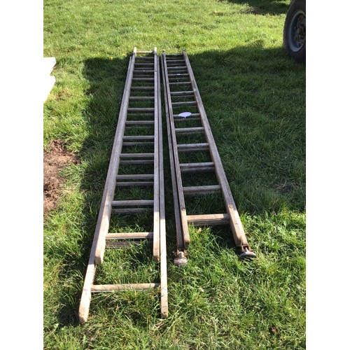 1344 - Wooden extending ladders - 2