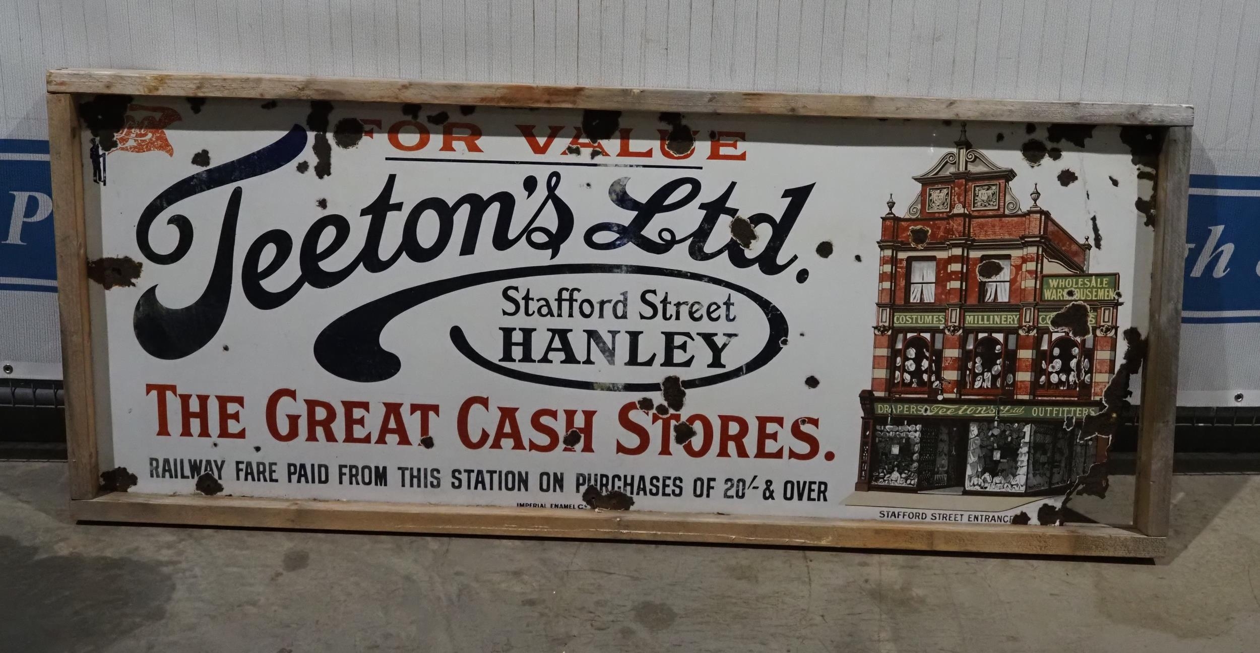 Enamel sign - Teeton's Ltd Stafford Street Hanley 30.5x74