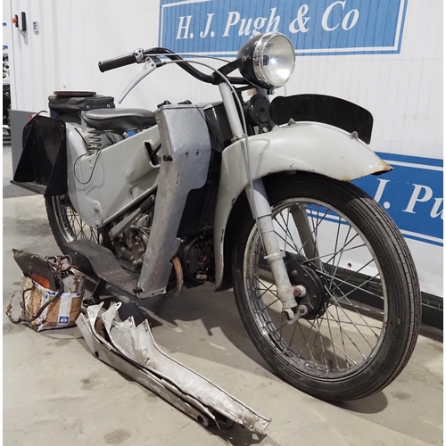 774 - Velocette LE motorcycle. Rebuilt some years ago never been started since, part needed for points to ... 