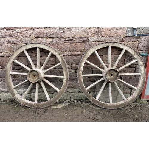 171 - Pair of wooden cart wheels