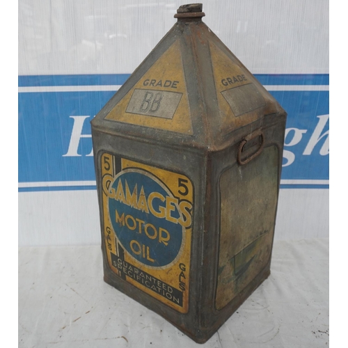 232 - 5 Gallon Gamages motor oil can