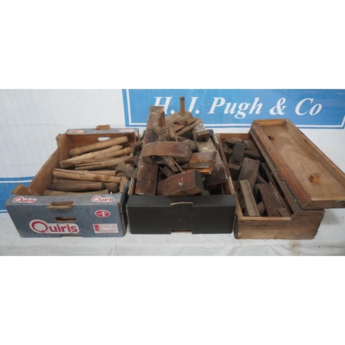 241 - 3 Boxes of wooden planes and handles