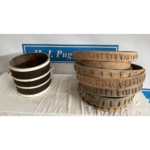 388 - Bushel measure and sieves