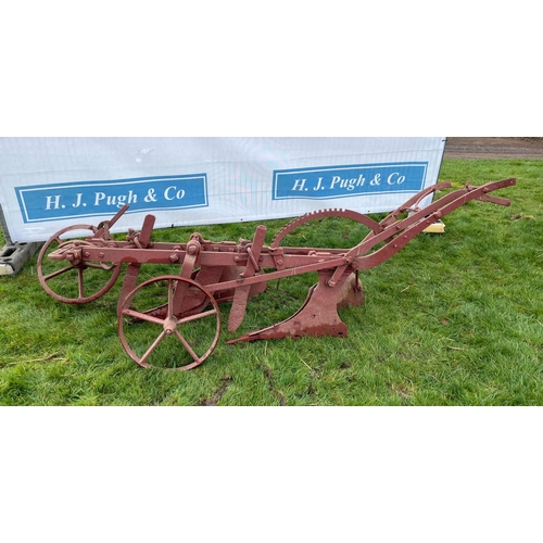 88 - Sellars horse drawn 2 furrow plough with depth wheel