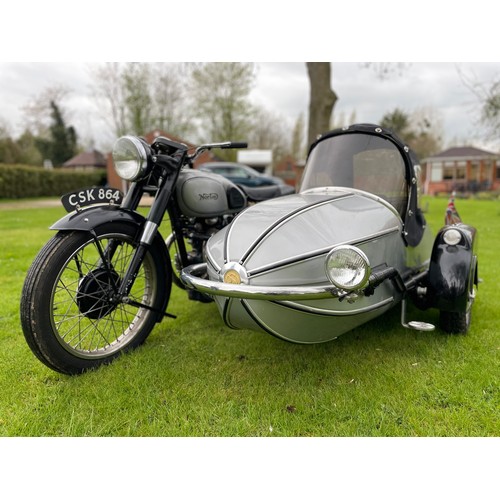 819 - Norton Model 7 motorcycle. 1952. 500cc. Twin cylinder plunger frame, complete with sidecar. Tax and ... 