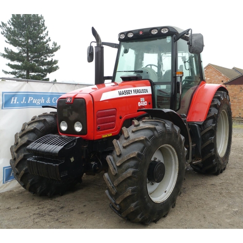 124 - Massey Ferguson 6480 Dyna 6 tractor. 4748hrs. Air con, pick up hitch. Front suspension, front weight... 