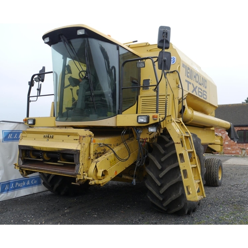 126 - New Holland TX66 combine. 1998. Straw walker, 4246 engine hrs. 3443 drum hours. Straw chopper, A/C o... 