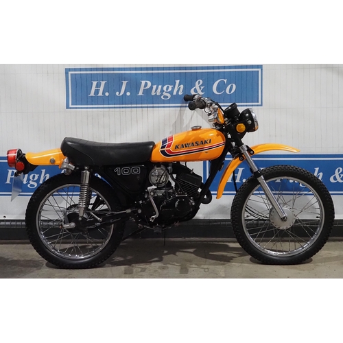 721 - Kawasaki G5 motorcycle. 100cc. 1973. Frame No. G5-037643. Engine No. G5E-37674. Reg. WWE 715L. V5 an... 